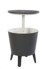 Keter Modern Cool Bar Outdoor Patio Furniture and Hot Tub Side Table with 7.5 Gallon Beer and Wine Cooler, Dark Grey Keter