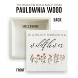 Inspirational Quote Country Floral Nursery Decor Wood Box Sign 5 x 5 Inches Rustic Box Sign Wooden Square Sign Decor Spring Summer Desk Decor Wood Sign for Home Farmhouse Office Girl Room Garden IYEZH