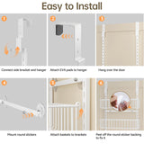 Delamu Adjustable Cabinet Door Organizer, 8-Tier Hanging Spice Rack Organizer, Metal Over the Door Pantry Organizer, Pantry Organizers and Storage Shelves for Kitchen Bathroom Laundry Room, White Delamu