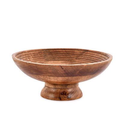 NIRMAN FRUIT BOWL Mango Wood Round Shaped Serving Bowl For Fruit,Dessert Platter Tray Dish Kitchen Dining Fruit,Dessert,Snack (12" x 12" x 5")