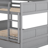 Merax Full Over Full Bunk Bed with Trundle,Wooden Trundle Bed Frame with Ladder Safety Guardrail,Convertible to 2 Platform Beds for Kids Teens,Gray Merax
