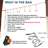 50FT Jungle Gym Ninja Warrior Training Equipment Hanging Monkey Bar, Adjust Kids Adults Obstacles Course Backyard Playground Trapeze Playset- Climb Rope Ladder, Wood Swing Bar, Ninja Ring, Monkey Fist Hokilands