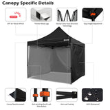 OUTFINE Heavy Duty Canopy 10x10 Pop Up Commercial Canopy Tent with 3 Side Walls Instant Shade, Bonus Upgrade Roller Bag, 4 Weight Bags, Stakes and Ropes (Black, 10 * 10FT) OUTFINE