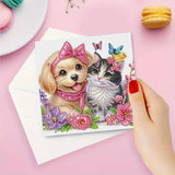 MaiYiYi 6 Pack DIY Cute Dog Diamond Art Greeting Cards Kit Cat Greeting Card Diamond Art Kits for Adults Little Pet Diamond Painting Greeting Cards for Family Friends Holiday Birthday MaiYiYi