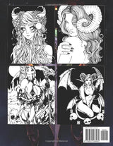 Midnight Fantasy Demon Girls Coloring Book: Gorgeous Girl Coloring Pages With Premium Illustrations For Adults Relax & Unwind WoodArtSupply