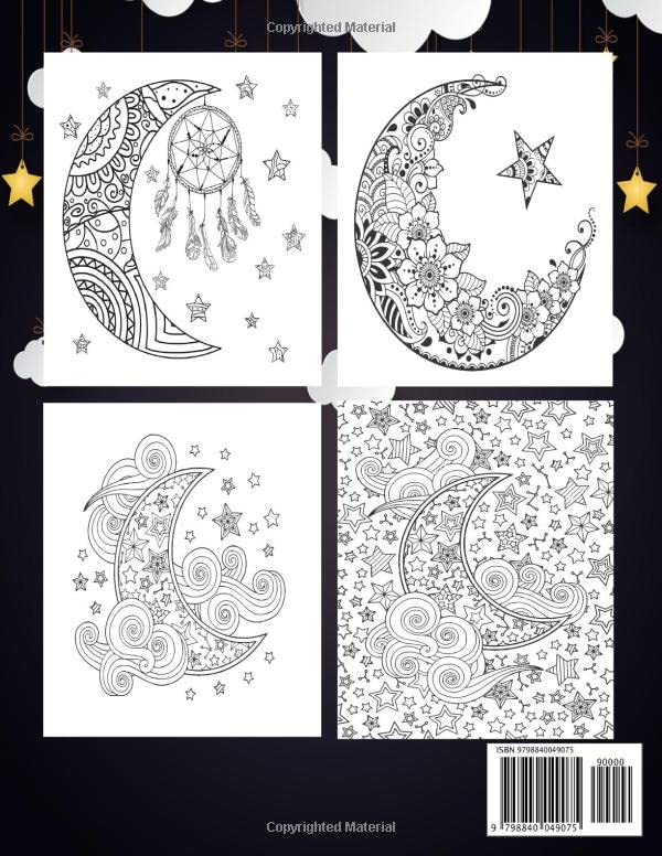 Moon & Star Coloring Book: An adults Moon & Star's Coloring Book With Best Unique Moon & Star's Design For Stress Reliving And Relaxing Majosta