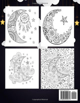 Moon & Star Coloring Book: An adults Moon & Star's Coloring Book With Best Unique Moon & Star's Design For Stress Reliving And Relaxing Majosta