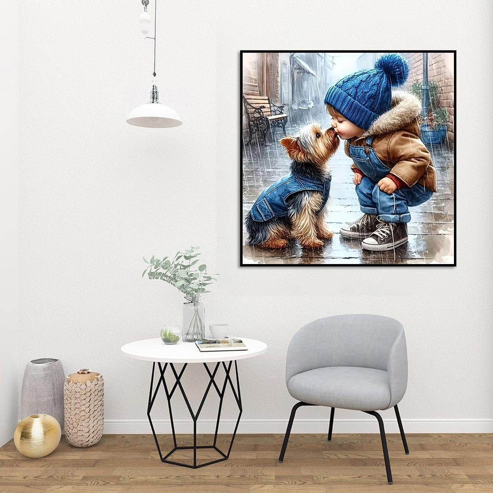 ARPADAMO 3 Pack Diamond Kits for Adults,5D Animal Dog Diamond Painting DIY Diamond Art Girl Kiss Diamond Painting Art Kit for Adult,Round Full Drill Diamonds, Diamond Art Kit for Home Decor-12x12inch ARPADAMO