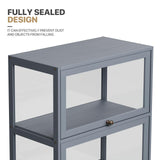 MoNiBloom 3-Tier Display Cabinet with Acrylic Doors, 42” Transparent Curio Display Case, Toy Organizers Rack & Storage Shelf for Living Room MoNiBloom