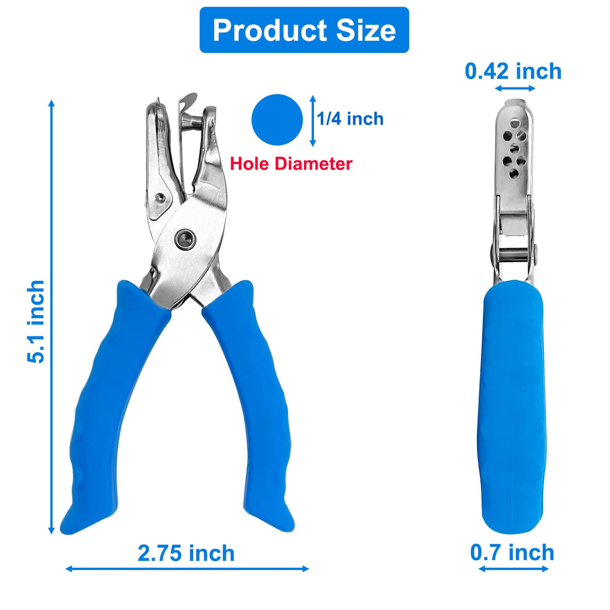 Single Hole Punch 1/4” Paper Hole Puncher for Crafts, One Hole Puncher with Blue Soft Grip Handle for Kids and Adults, Handheld Circle Punch for Paper Crafts in Home, Office, Classroom MECHEER