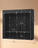 SONGMICS Portable Closet, Wardrobe Closet Organizer with Cover, 4 Hanging Rods and Shelves, 4 Side Pockets, 66.9 x 17.7 x 65.7 Inches, Large Capacity for Bedroom, Living Room, Ink Black URYG094B02 SONGMICS