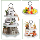 3 Tiered Tray Stand White Tier Serving Tray, Three Decorative Trays, Wooden Cupcake Stand 3 Tiered Farmhouse Tray for Home Decor(L 13.8” W 12.5” H 21.8”) MRPAPA