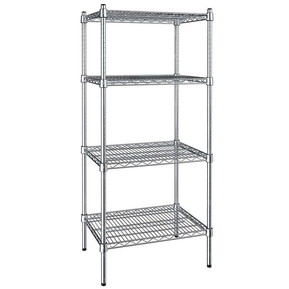 PRO&Family 18 inches x 24 inches NSF Chrome 4 Shelf Kit with 54 inches Posts. Shelves for Home, Kitchen, Office, Living Room, Garage, Restaurant, Durable Organizer, Storage Rack PRO&Family