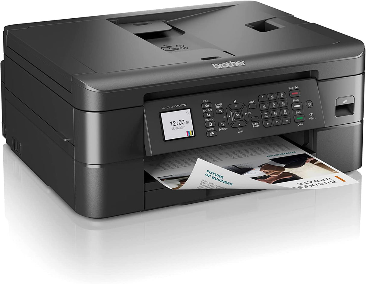 Brother MFC-J10 Series 3-in-1 Printer, Wireless Color Inkjet Printer, Printer, Copy, Scan, Fax - 9.5 ppm, 150 Sheets, 1.8" Color LCD, with Mobile Device and Duplex Printing, with MTC Printer Cable Brother