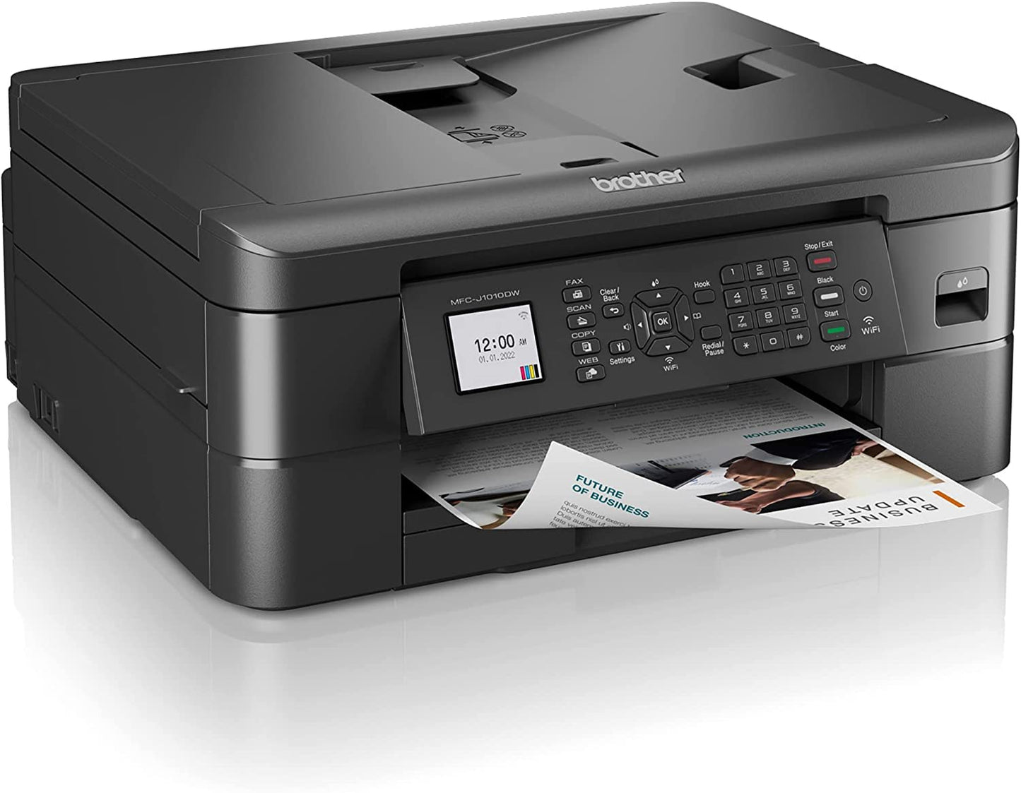 Brother MFC-J10 Series 3-in-1 Printer, Wireless Color Inkjet Printer, Printer, Copy, Scan, Fax - 9.5 ppm, 150 Sheets, 1.8" Color LCD, with Mobile Device and Duplex Printing, with MTC Printer Cable