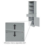 RiverRidge, Gray Ashland Bathroom Freestanding Storage Cabinet with Three Open Shelves and Drawer, Size RiverRidge