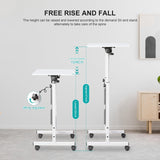 KOUPA Adjustable Height Standing Desk, Writable Tempered Glass Desktop with Eraser, 360° Flip, Wheels and Bag– Ideal for Small Spaces and Home Offices, 24 in, White(Adjustable Height: 32-47 in) KOUPA