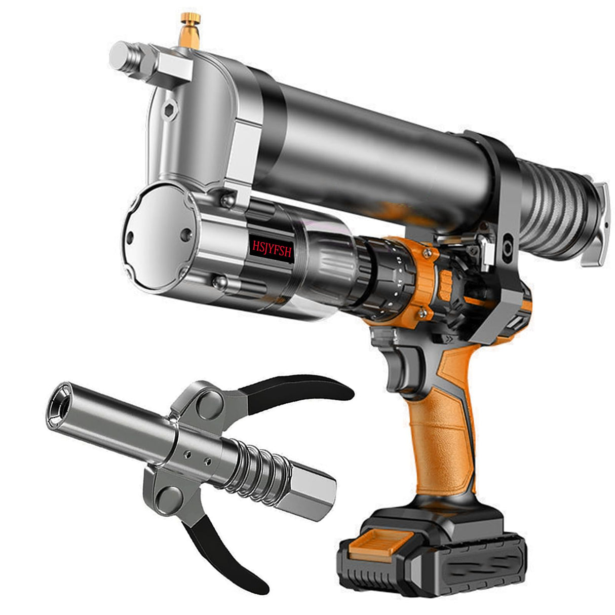 HSJYFSH Grease Gun Adapter,Convert Pneumatic Tool, Cordless Drills and Impact Drivers into Electric Grease Gun，Universal Conversion Gun Head with Grease Gun Coupler HSJYFSH