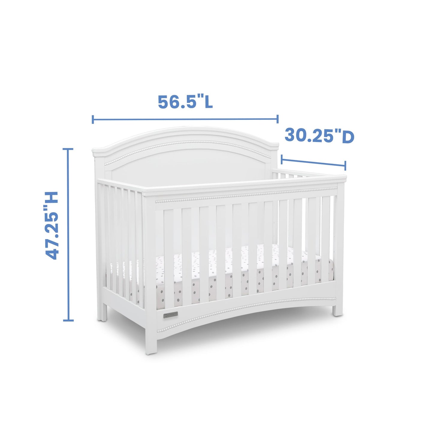 Delta Children Simmons Kids SlumberTime Emma 4-in-1 Convertible Baby Crib N More - Greenguard Gold Certified, Bianca White