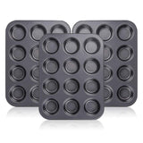 Kingrol 12-Cup Muffin & Cupcake Pans, Set of 3 Baking Pans, Non-stick Bakeware, 1.1" Deep Kingrol
