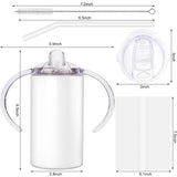 Vermida Sublimation Sippy Cup Blank with Handle, 12oz Stainless steel Sippy Cups, Kids Cups with Straws and Lids Spill Proof Double Wall Vacuum Cups for Children(2 Pack) Vermida