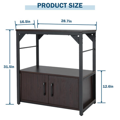 20 Gallon Fish Tank Stand Metal Frame Aquarium Stand with Storage Cabinet, Fish Tank with Stand for Fish Tank Accessories Storage for Fish Lovers, 500LBS Capacity Walnut 28.7" L*16.5" W Tabletop