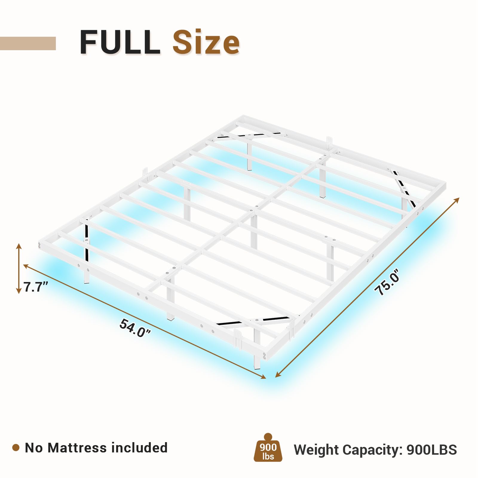 Hasuit Full Size Floating Bed Frame with LED Lights and No Box Spring Needed - WoodArtSupply