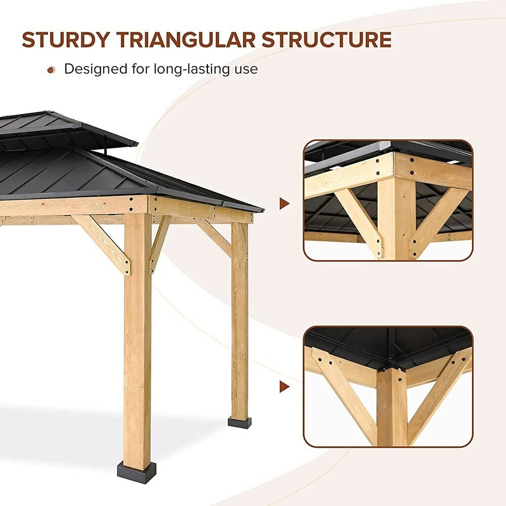 Westerly Solid Wood Gazebo Pavilion for Patio Deck Backyard (10' x 10') - WoodArtSupply