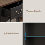 ChooChoo Farmhouse Sideboard Buffet Cabinet with Storage, Coffee Bar Cabinet with Glass Doors, Entryway Cabinet for Kitchen, Living Room, Black ChooChoo