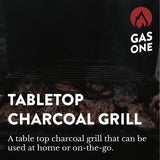 GasOne Portable Charcoal Grill – 18-inch Tabletop Charcoal Grill with Side Handles and Lid – Compact BBQ Charcoal Grill for Picnic, Tailgate, Travel – 2-Tiered Outdoor Charcoal Grill Gas One