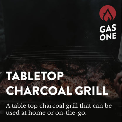 GasOne Portable Charcoal Grill – 18-inch Tabletop Charcoal Grill with Side Handles and Lid – Compact BBQ Charcoal Grill for Picnic, Tailgate, Travel – 2-Tiered Outdoor Charcoal Grill