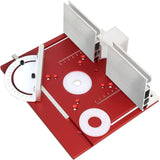 JCFANTS Router Table Insert Plate, Multifunctional Trimming Engraving Table, Aluminium Insert Plate for Table Woodworking Benches Router Flip Plate with Miter Gauge Guide (Red) JCFANTS
