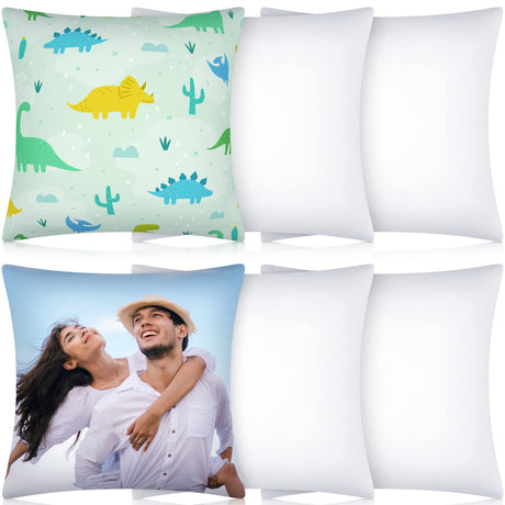 Patelai 6 Pcs Sublimation Pillow Cases Sublimation Pillow Covers White Cushion Cover Heat Transfer Polyester Blank Pillow Cover DIY Heat Press Pillow with Concealed Zipper(18 x 18 Inch) Patelai