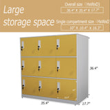 Reccmeny 9 Doors Metal Locker Girls Bedroom and Playroom Storage for Bags,Toys and Book, Office Cabinet Locker for Employee (Yellow) Reccmeny