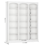 FACBOTALL 71" Triple Wide Bookshelf, 6 Tier Bookcase, Large White Bookshelf with Curved Baffle, 63.4" Wide Tall Bookcase with 18 Open Display Shelves for Living Room, Study, White FACBOTALL