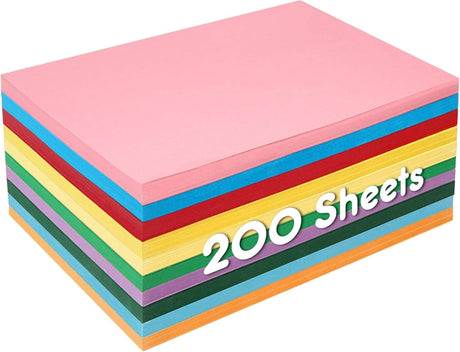 3 otters 200 Sheets Construction Paper, 10 Colors Colored Paper, Bulk School Supplies for Kids Teacher, Classroom Must Have, 180GSM 3 otters
