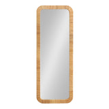 Kate and Laurel Rahfy Boho Rectangle Rattan Wall Mirror, 18 x 48, Natural Wood, Decorative Rounded Rectangular Full-Length Mirror with Authentic Rattan Frame for Bedroom Floor Mirror Kate and Laurel