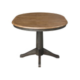 IC International Concepts 36" Round Top Pedestal 12" Leaf-30.1" H-Dining Height Table, Hickory/Washed Coal IC International Concepts