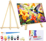VIGEGU Paint by Numbers Kit for Adults with Framed - Hummingbird Flower Paint by Number with Wooden Easel DIY Nice Box Acrylic Oil Painting,for Wall Decor 8x12inch VIGEGU