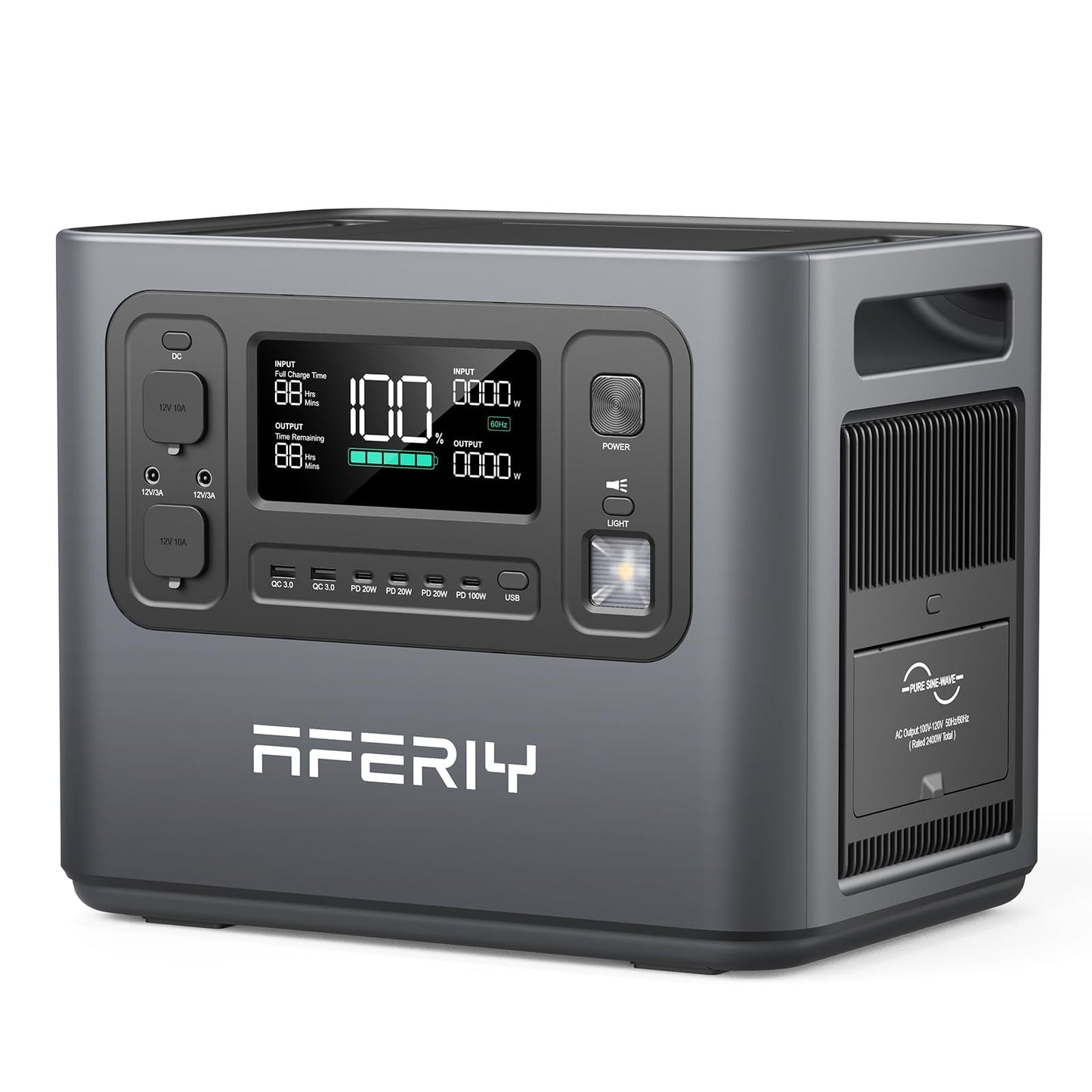 AFERIY Portable Power Station 2400W / 2048Wh Power Station LiFePO4 Battery, Quick Charge in 1.5H, 6 AC Outlets, UPS, Solar Generator, Electric Generator for Home Camping Use - WoodArtSupply