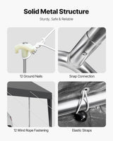 VEVOR Carport, 10 x 20 FT Outdoor Car Canopy, Potable Carport, Heavy Duty Galvanized Car Shelter, UV-Resistant & Water-Resistant, All-Season Protection, Storage Shed for Car Boat Motorcycle Grey VEVOR