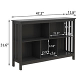 TaoHFE Short Bookshelf with 2-Layer 5 Cube Shelf,Wooden Bookcase Modern Minimalist Style, Horizontal Bookshelf for Living Room, Classroom, Bedroom, Book Shelf with Storage Cube Bookcase, Black TaoHFE