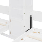 SOFTSEA Twin and Twin Size Dual Murphy Bed with Cabinets and Shelves, Hideaway Platform Bed Frame with 2 Cabinets, 2 in 1 Design, for Home Guest Room, White SOFTSEA