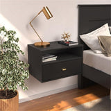 Prepac Transitional 1 Drawer Floating Nightstand With Open Shelf, 15"D x 22.5"W x 14.5"H, Black Prepac