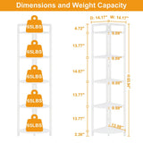 FATORRI Tall Corner Shelf, 5 Tier Modern Corner Bookshelf Stand, Wood and Metal Corner Plant Bookcase for Living Room, Home Office (White Oak) FATORRI