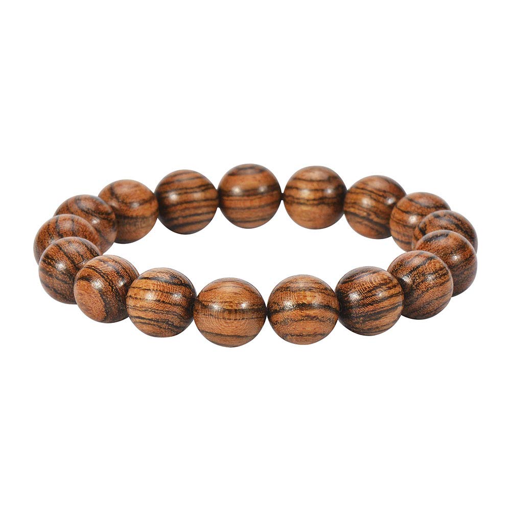 anzhongli Prayer Beads Bracelet 12MM for Men and Women Beaded Bracelet Sandalwood Elastic(12mm 17 beads Tiger skin) anzhongli