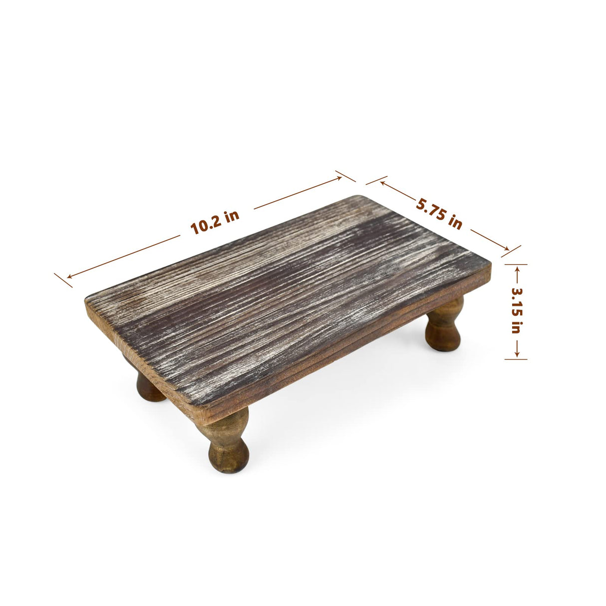 Farmhouse Wooden Riser Decorative Tray with Pedestal Stand Pump Bottle Display Tray for Kitchen Bathroom Counter Rustic Decor Brown Candles Plants Bottle Display Great for Home and Kitchen Decor. OKSQW