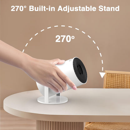 [Built-in -Apps] PANSEBA 270°Adjustable Smart Mini Projector with WiFi 6 and Bluetooth, Auto Keystone Outdoor Movie Projector, Big Screen Home Portable Projector for Phone/TV Stick/Laptop/HDMI