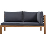 AOCHUANG Eucalyptus Wood 4 Piece Sectional Sofa Set Coffee Table Removable Cushion,Patio Seating Group L Shape Corner Garden Backyard Poolside (Natural Wood+Gray), 58.7inch x 27.6inch 25.1inch(L W H) AOCHUANG