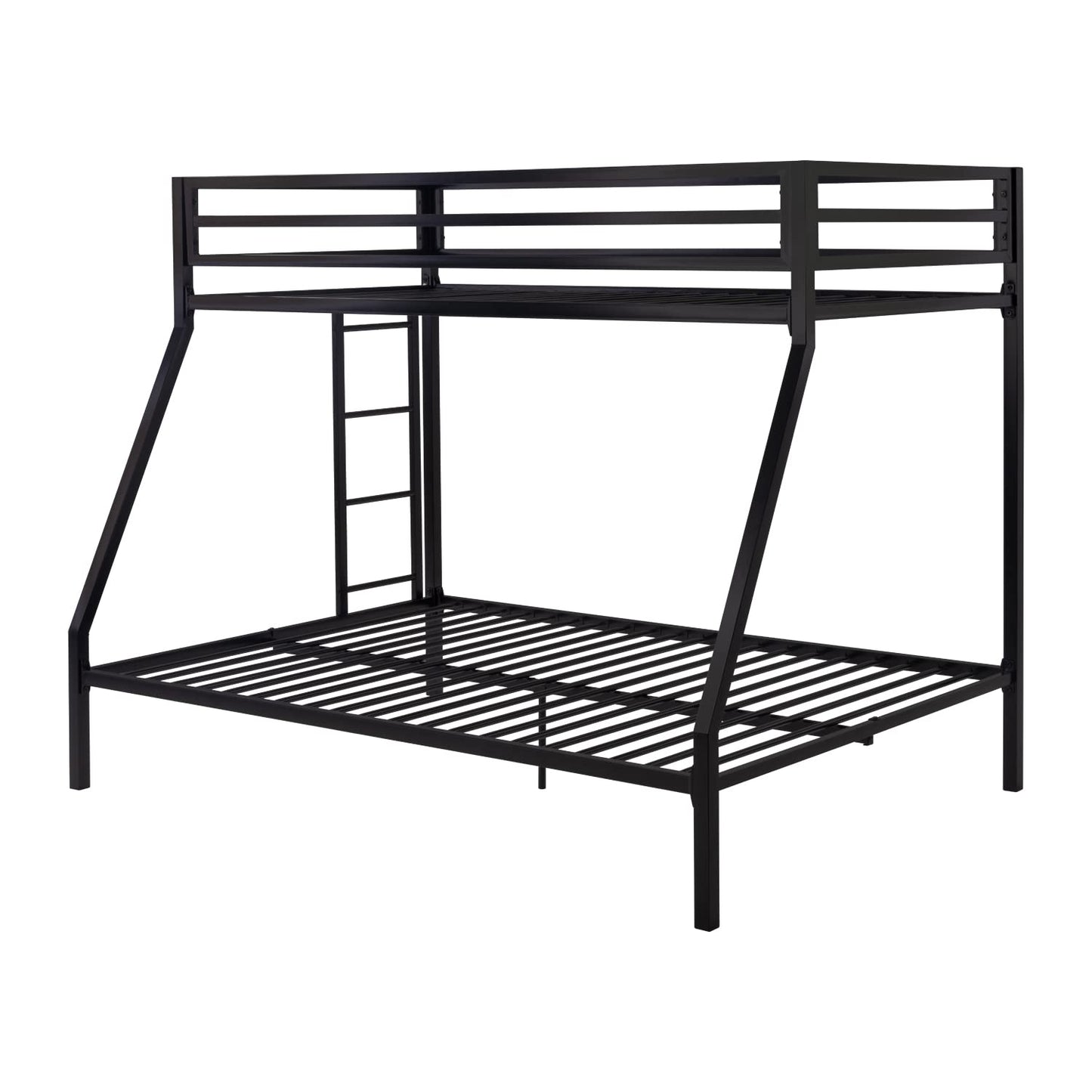 SHA CERLIN Loft Bunk Bed Twin Over Full Size with Ladder and Guardrail,Heavy Duty Metal Slats Support No Box Spring Needed Small Space Saving Furniture for Bedroom Dorm,Black